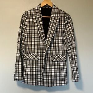 Elie Tahari Classic Black and White Plaid Women's Blazer